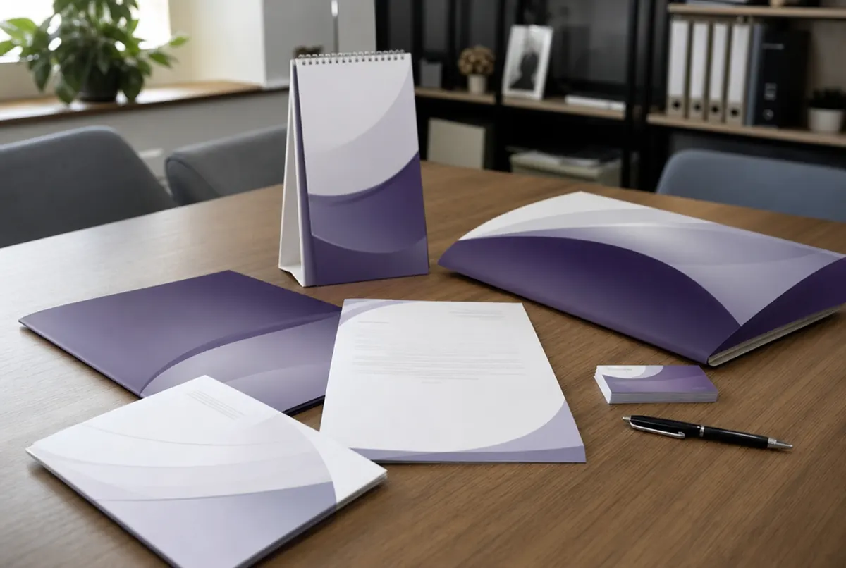 Letterheads, folders, envelopes and business cards of an accountancy practice