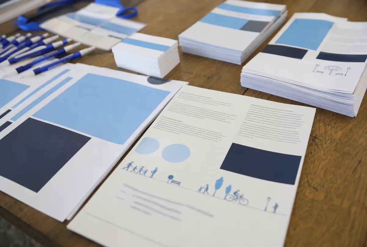 Leaflets, newsletter, business cards and pens from a local campaign