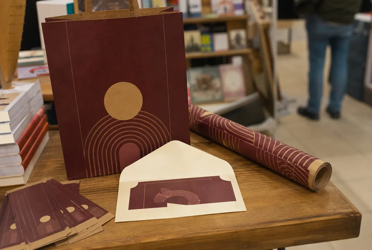 Marque-pages, bon cadeau et papier cadeau d’une librairie