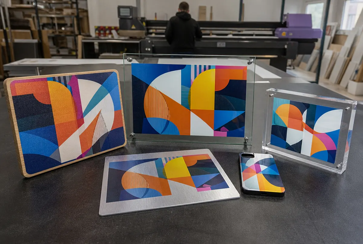 UV-Drucke auf Holz, Glas, Acrylglas und Metall