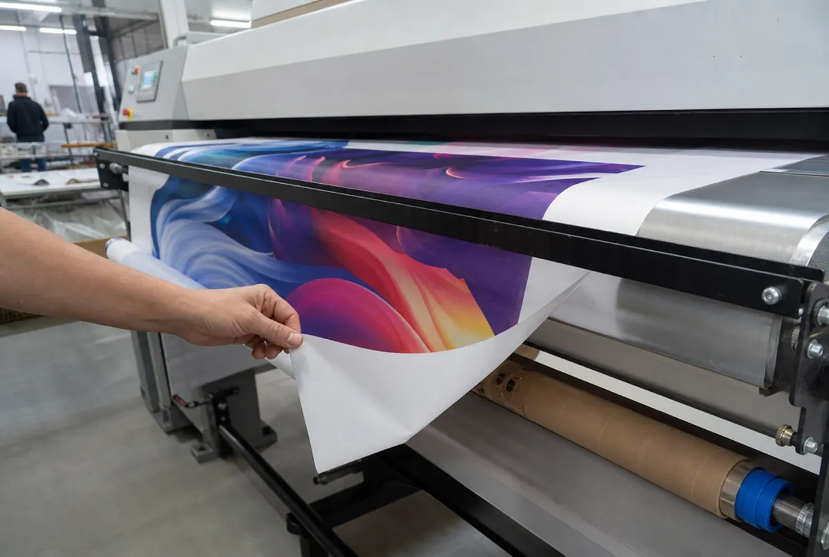 Sublimation calender fixing the print on flag fabric