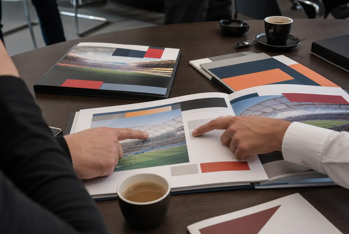 Sponsorship offer folder and photos on a meeting table