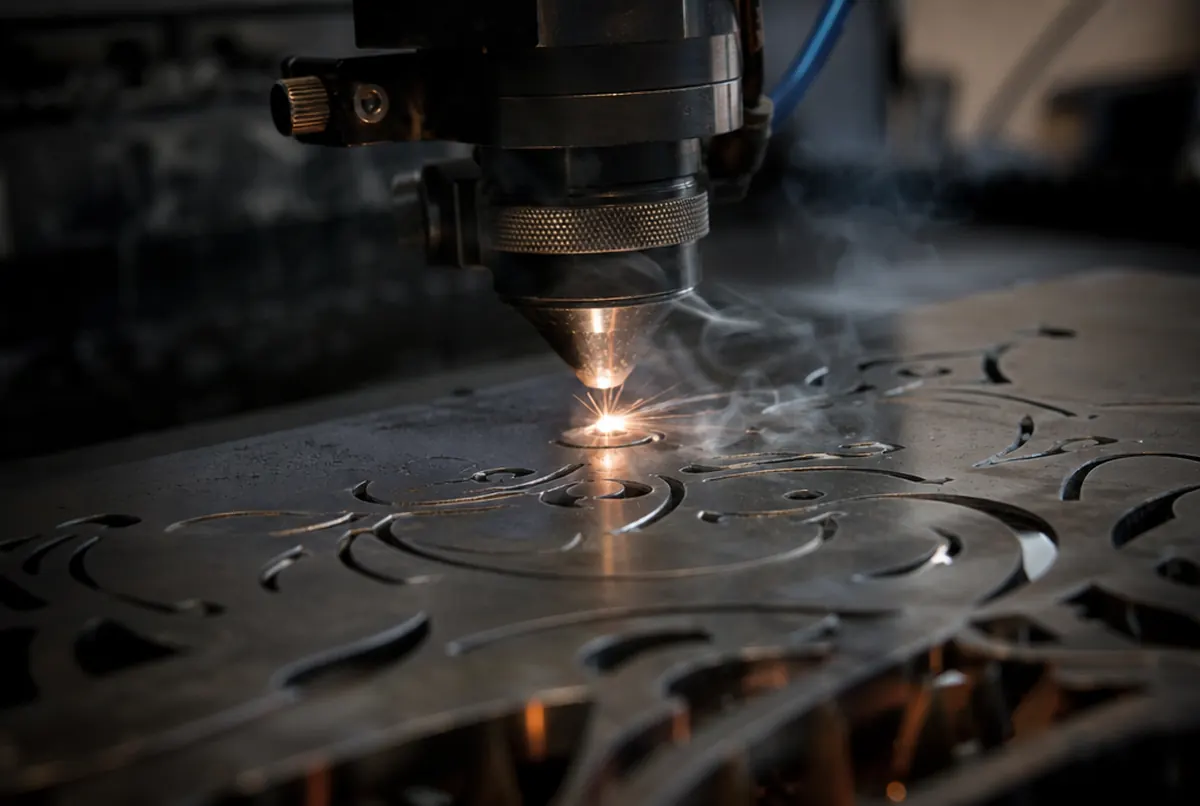Laser engraving a metal commemorative plaque with sparks