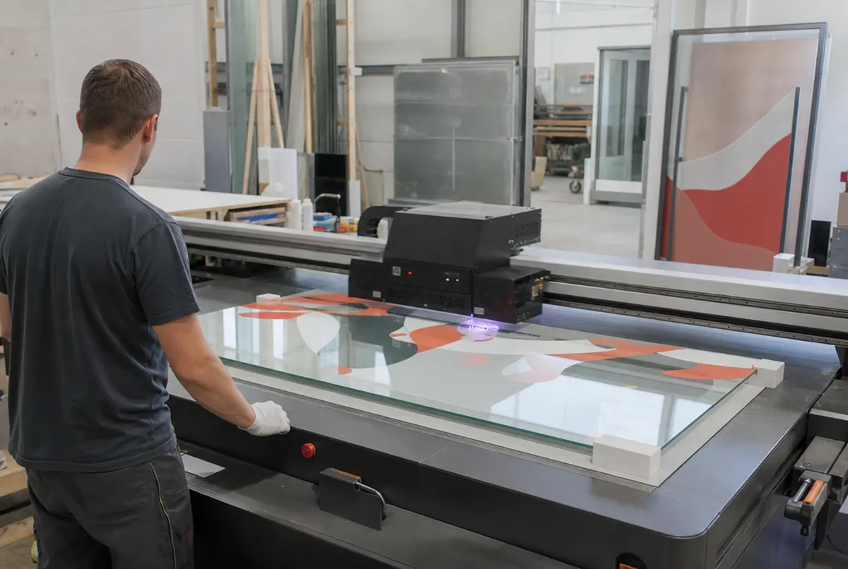 Imprimante UV à plat imprimant directement sur une plaque de verre