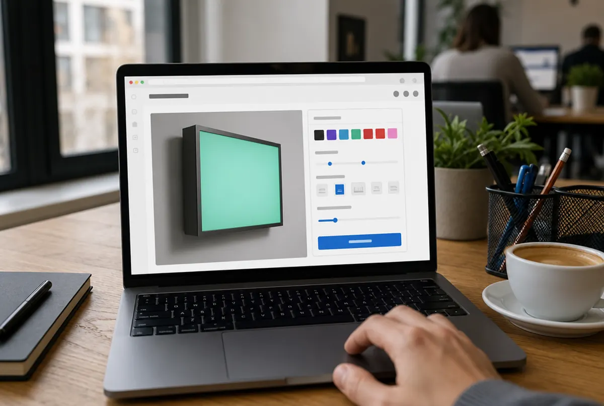 Ordinateur portable avec configurateur de caisson lumineux : aperçu et curseurs