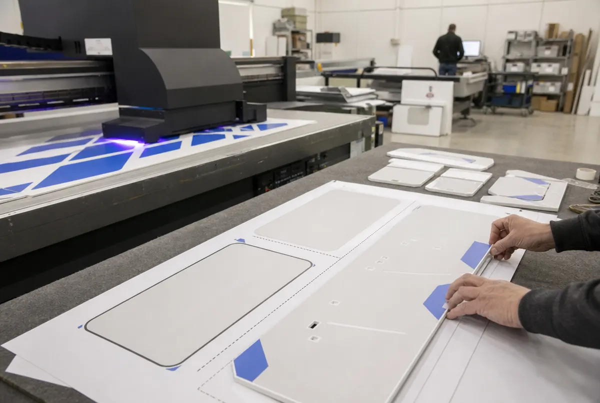 Printing gate overlays on PVC and checking them against a panel template