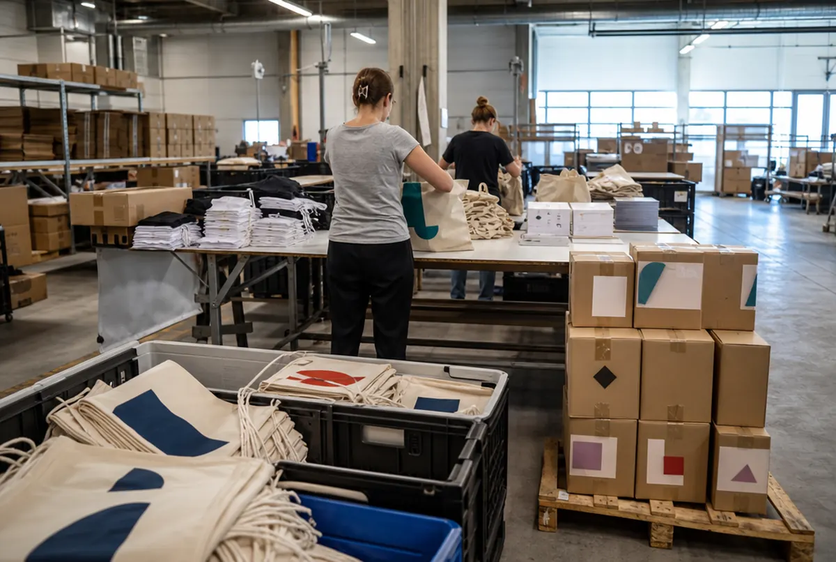 Assembling race packs according to the entry list in the packing area