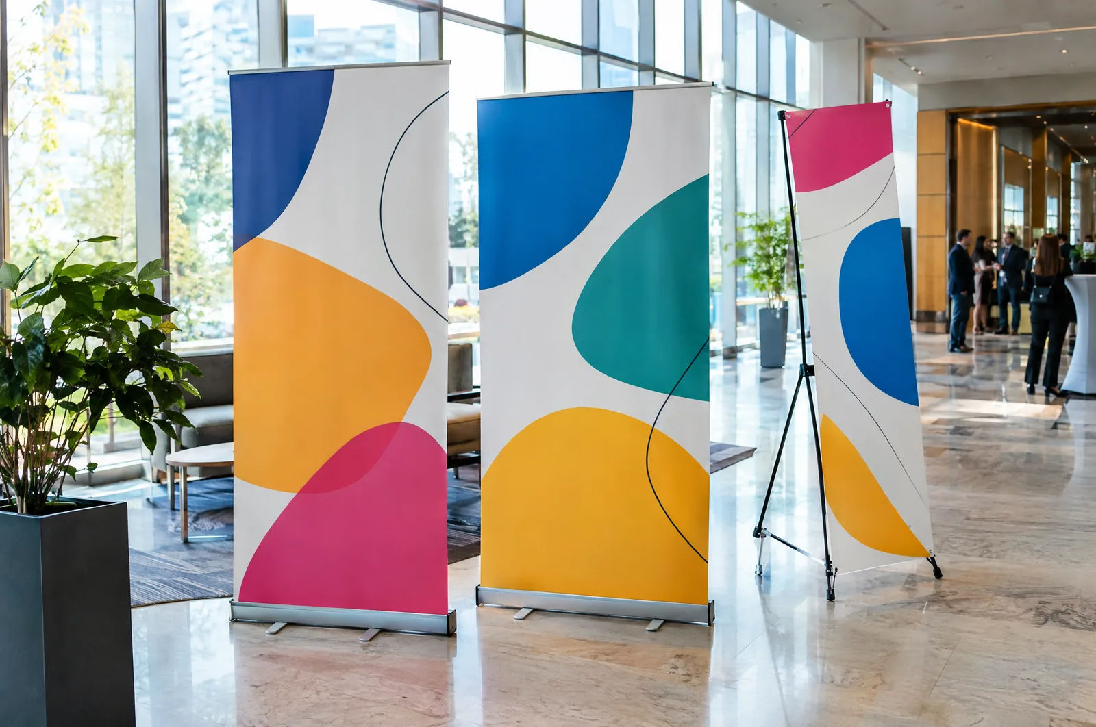Roll-upy i X-banner przy wejściu do sali konferencyjnej
